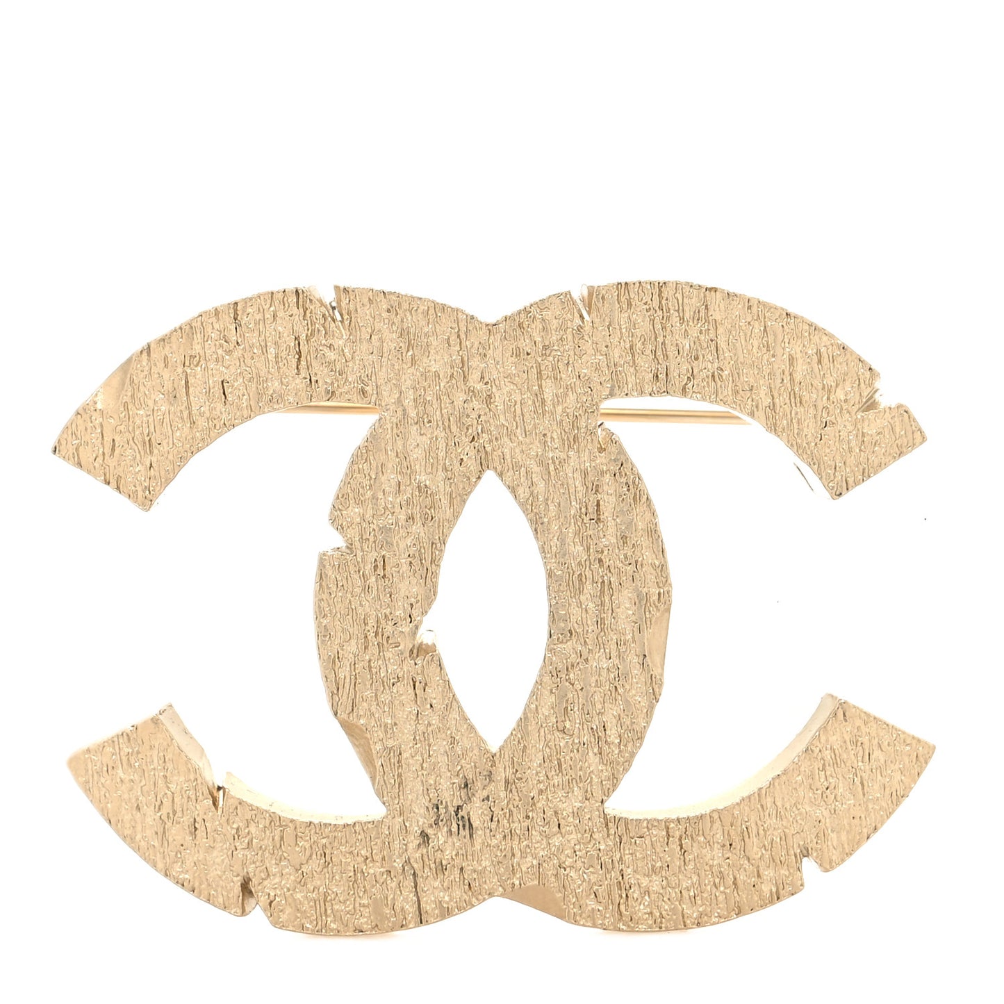 Textured CC Logo Brooch Gold