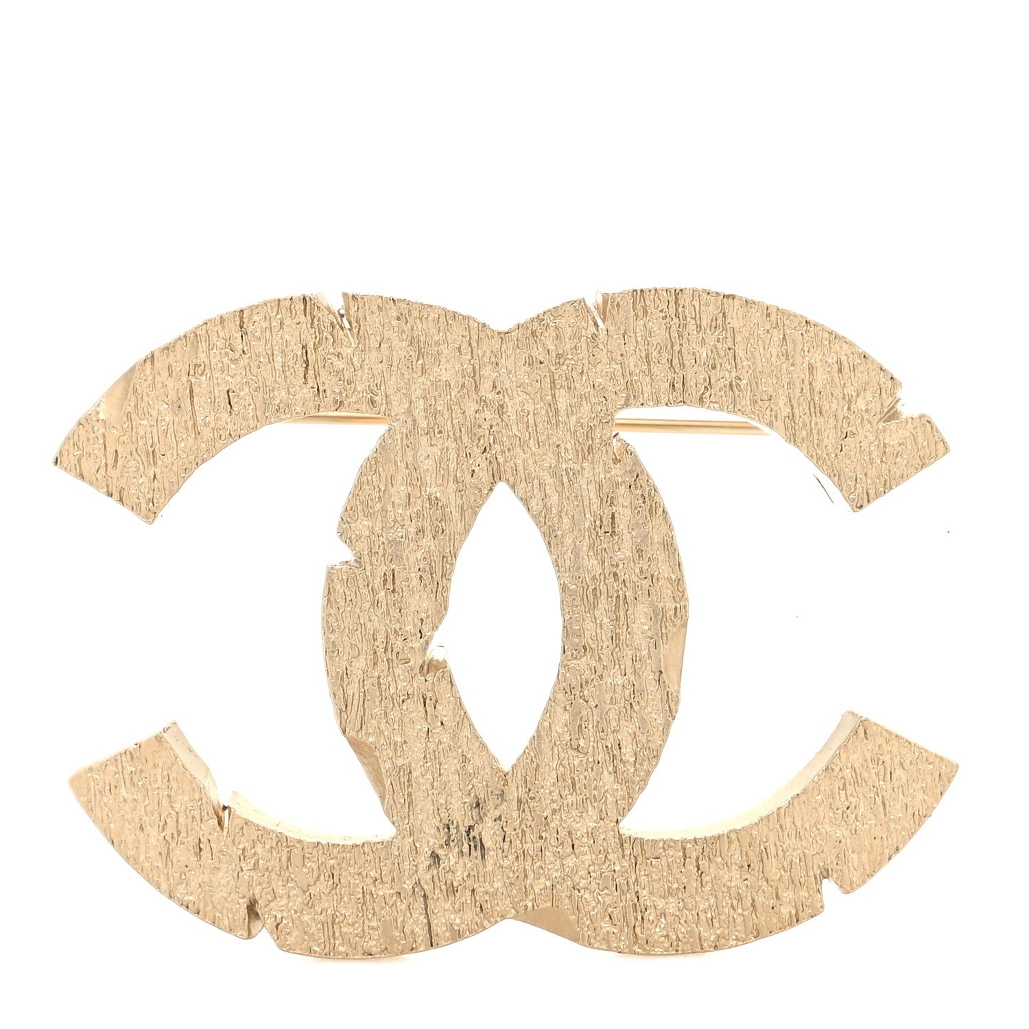 Chanel Textured CC Logo Brooch Gold 1 of 3