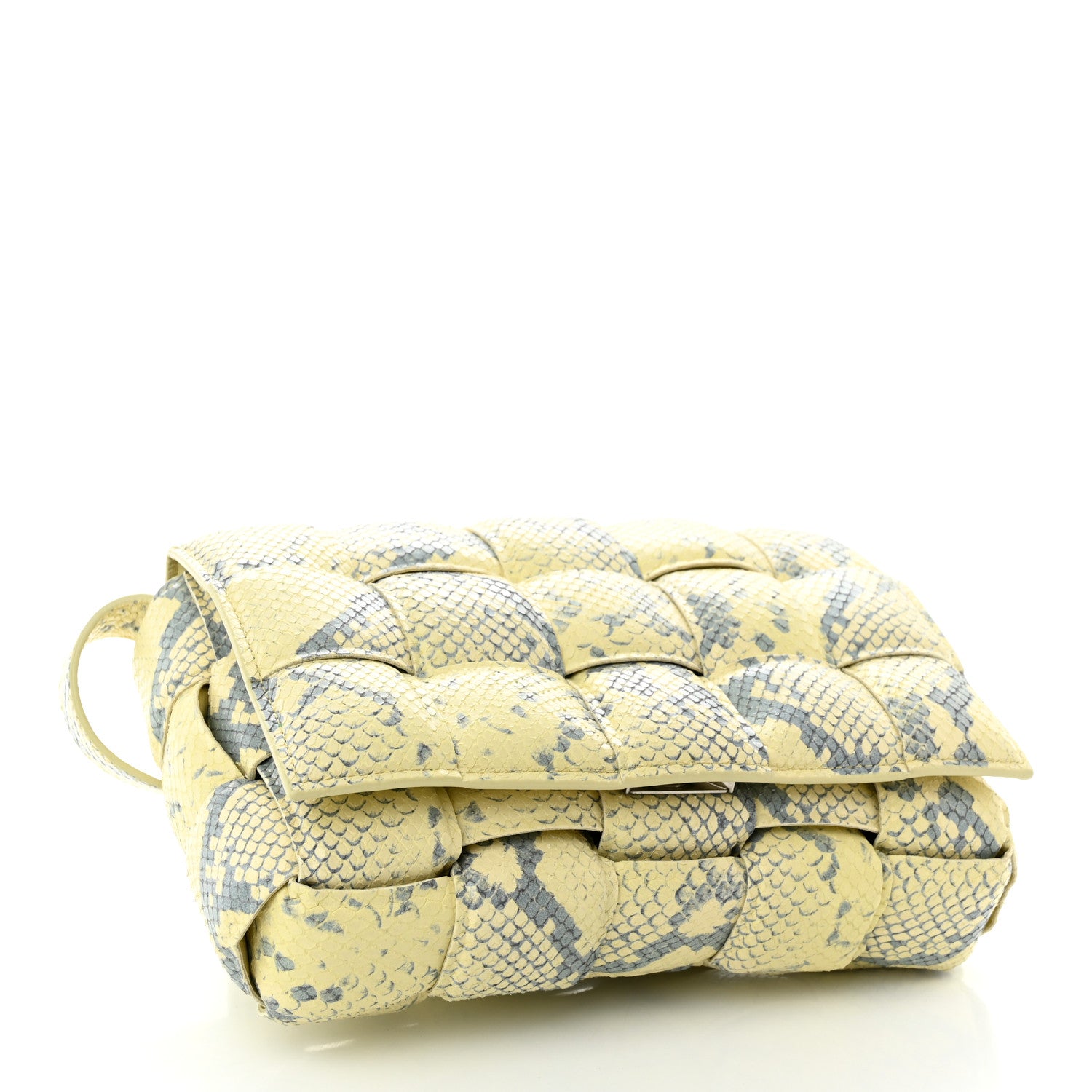 Bottega Veneta Goatskin Python Embossed Padded Cassette Crossbody Bag Kiwi Black Silver 4 of 10