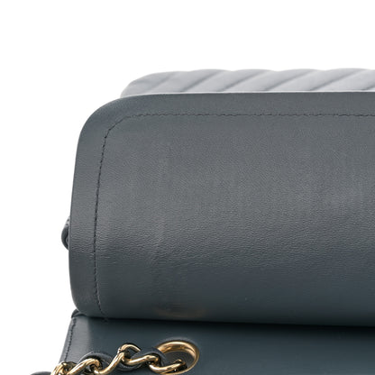 Chanel Lambskin Chevron Quilted Medium Double Flap Dark Grey 13 of 16