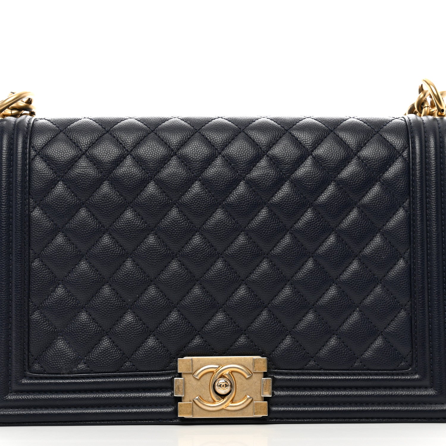Chanel Caviar Quilted New Medium Boy Flap Dark Navy Blue 6 of 12