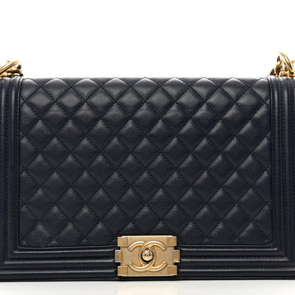 Chanel Caviar Quilted New Medium Boy Flap Dark Navy Blue 6 of 12