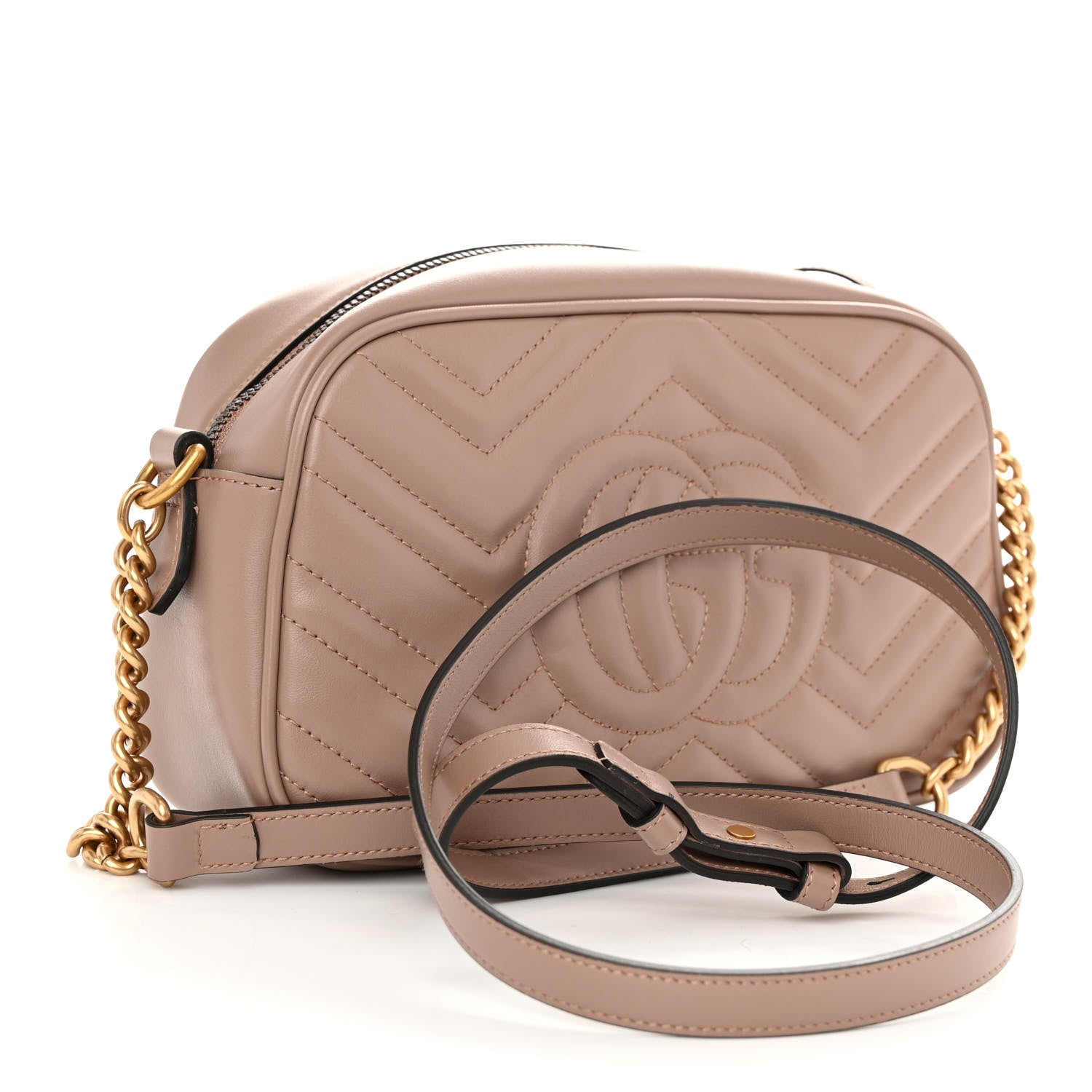 Gucci Calfskin Matelasse Small GG Marmont Chain Shoulder Bag Porcelain Rose 3 of 10