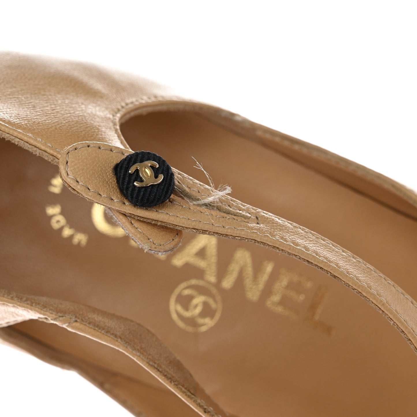 Goatskin Grosgrain Cap Toe Mary Jane Flats 36 Beige Black