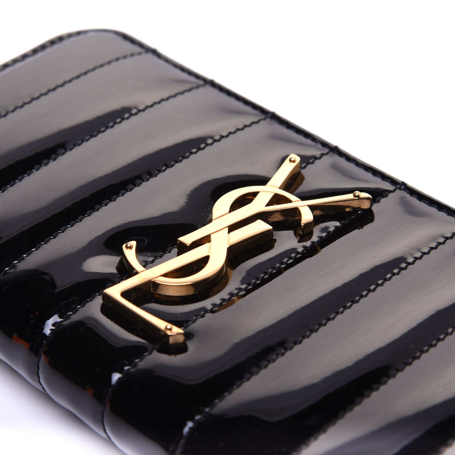 Patent Calfskin Matelasse Monogram Vicky Zip Around Wallet Black