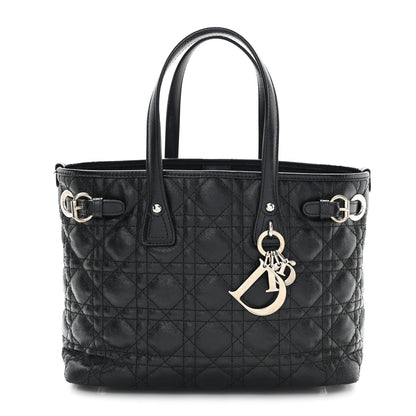 Christian Dior Coated Canvas Cannage Mini Panarea Tote Black 1 of 11