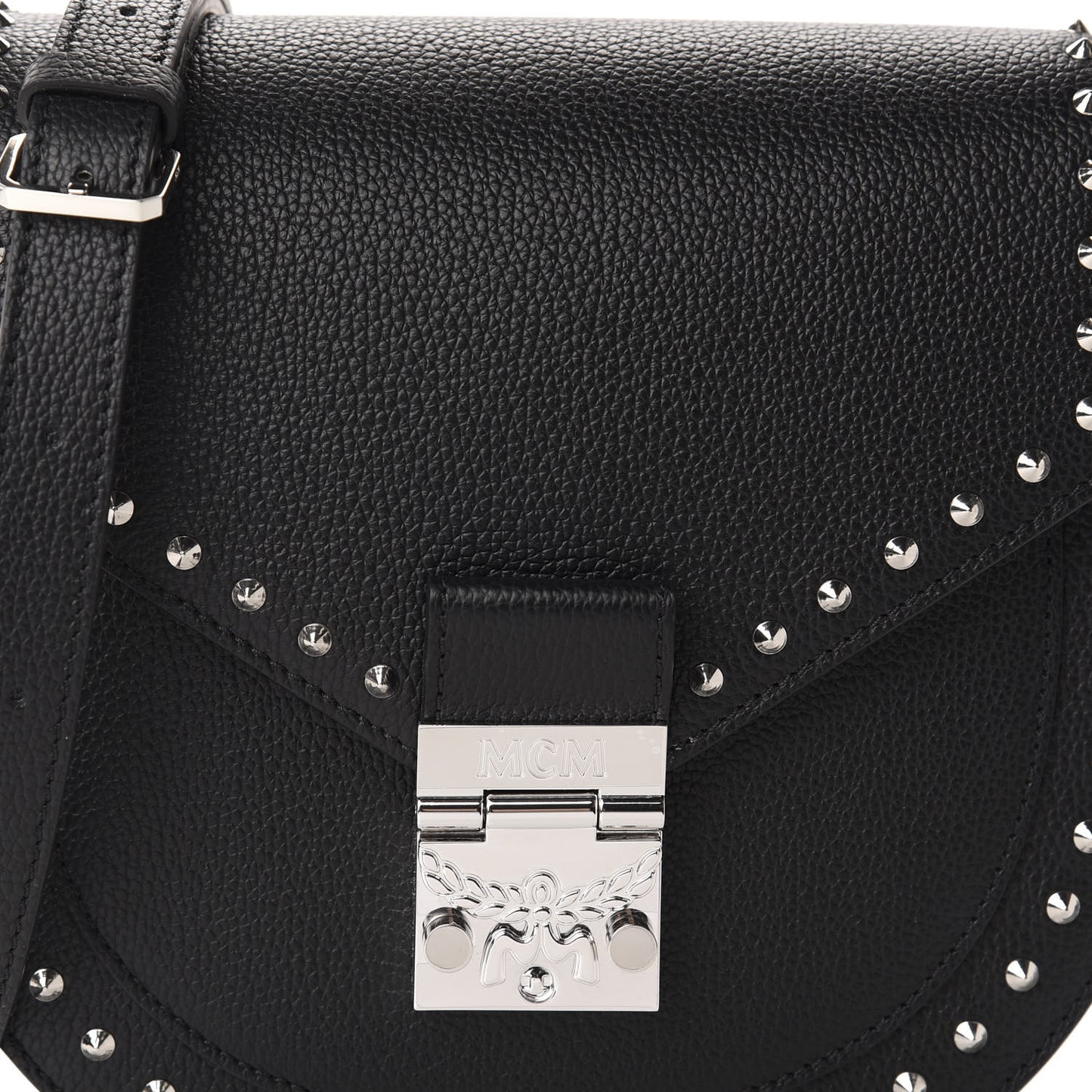 Grained Calfskin Small Patricia Studded Crossbody Bag Black