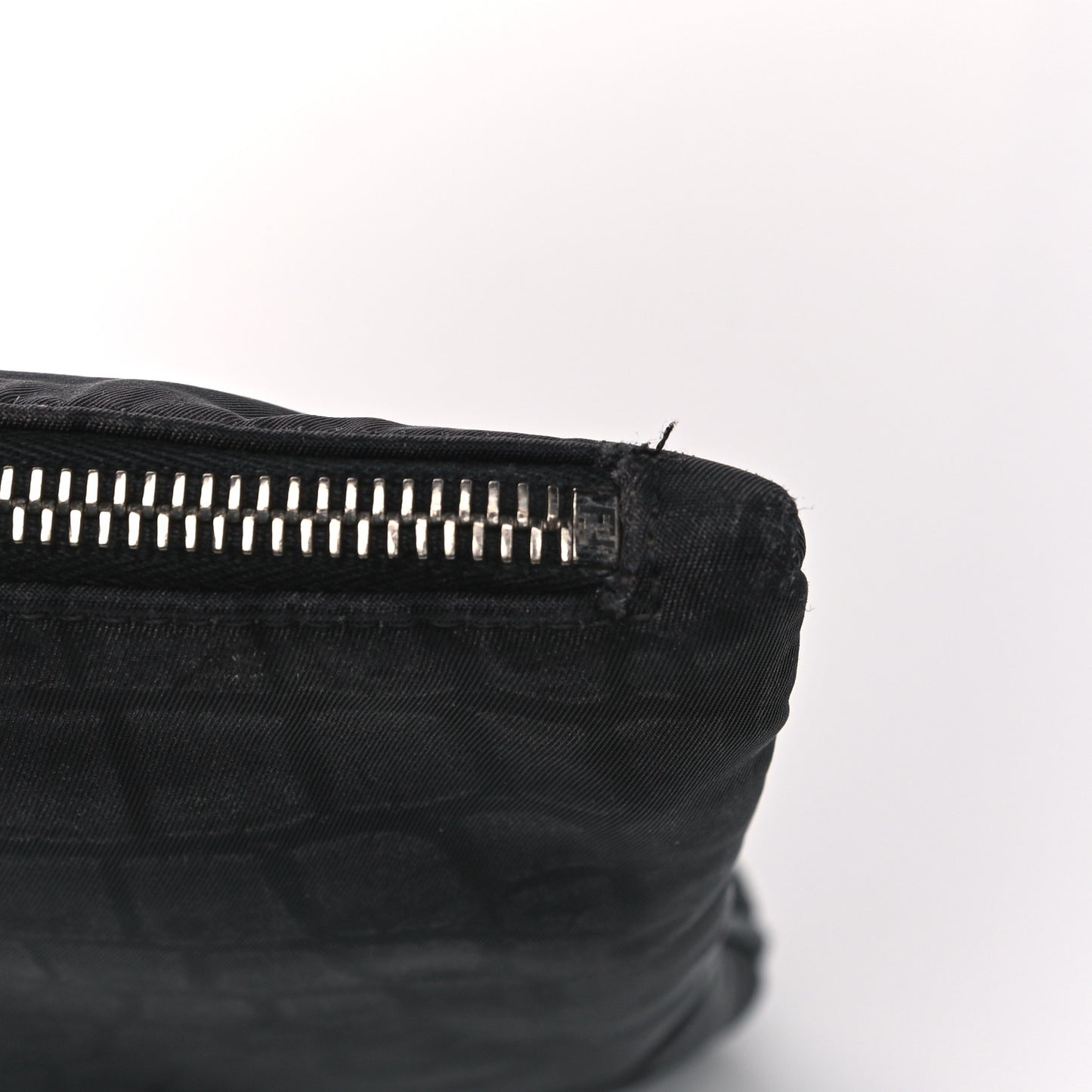 Canvas Calfskin Crocodile Printed Pouch Clutch Black Multicolor