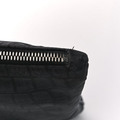Fendi Canvas Calfskin Crocodile Printed Pouch Clutch Black Multicolor 11 of 12