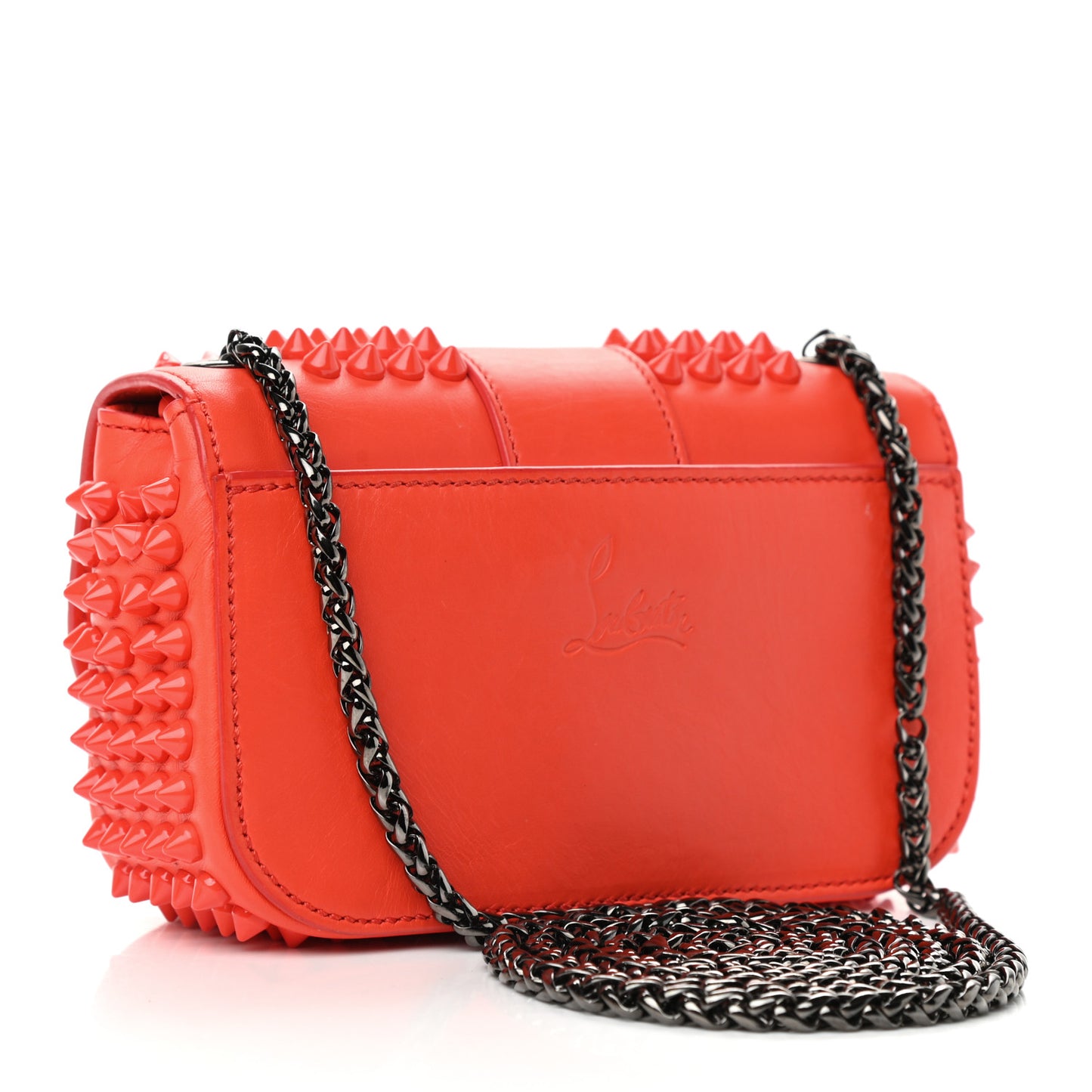 Calfskin Spiked Sweety Charity Crossbody Bag Papaye