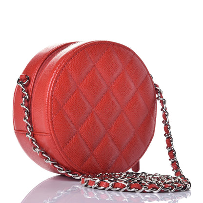 Chanel Caviar Quilted Round Clutch With Chain Red 3 of 9