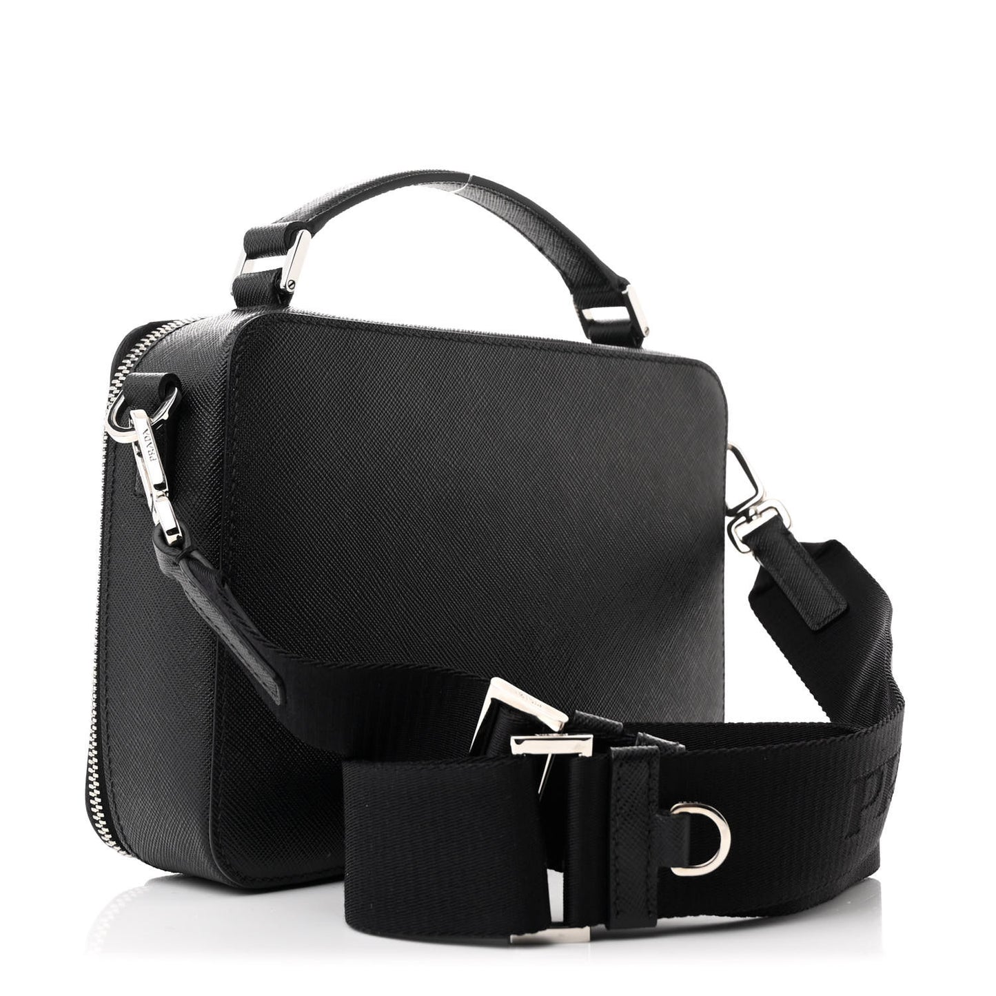 Saffiano Travel Medium Brique Crossbody Bag Black