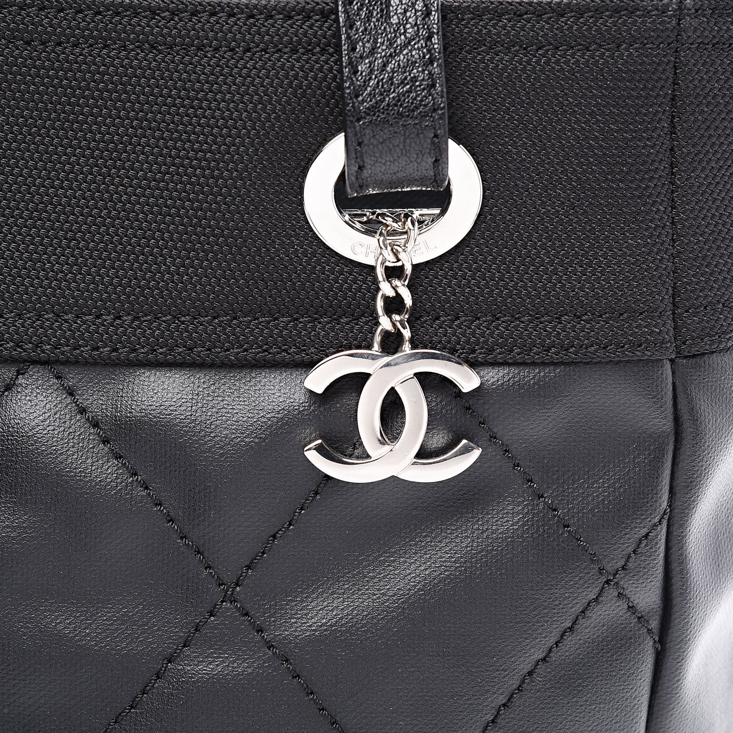 Coated Canvas Quilted Small Paris Biarritz Tote Black