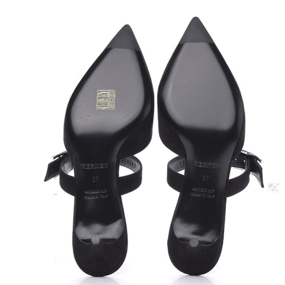 Hermes Suede Goatskin Blink Mule 37 Black 5 of 9
