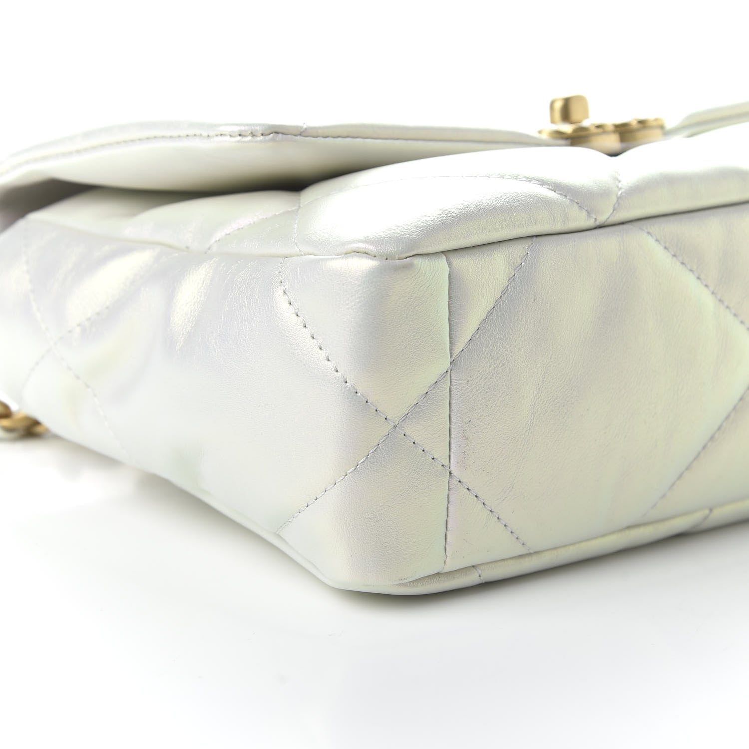 Chanel Iridescent Calfskin Quilted Medium 19 Flap White 6 of 10