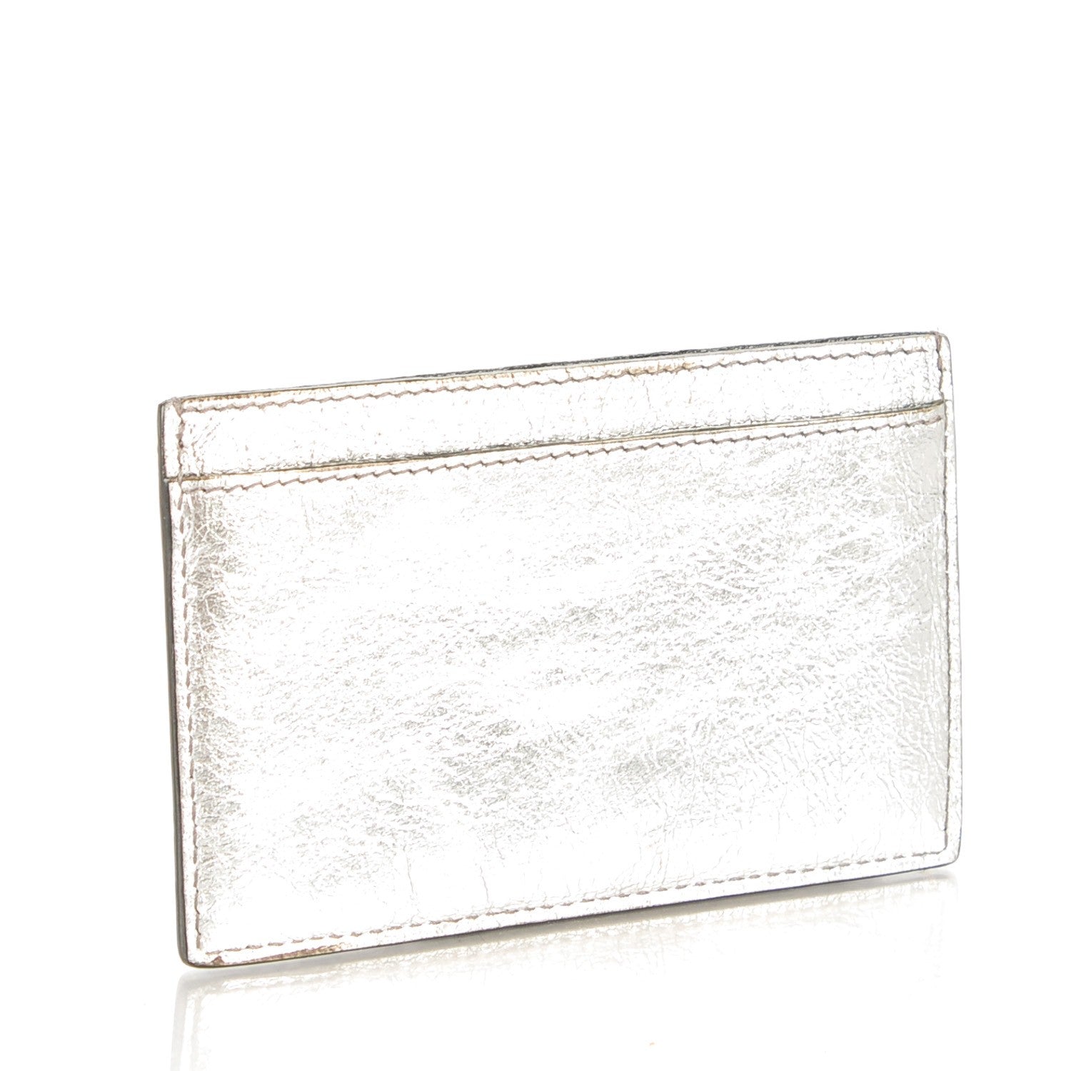 Saint Laurent Metallic Leather Belle De Jour Card Case Silver 3 of 7