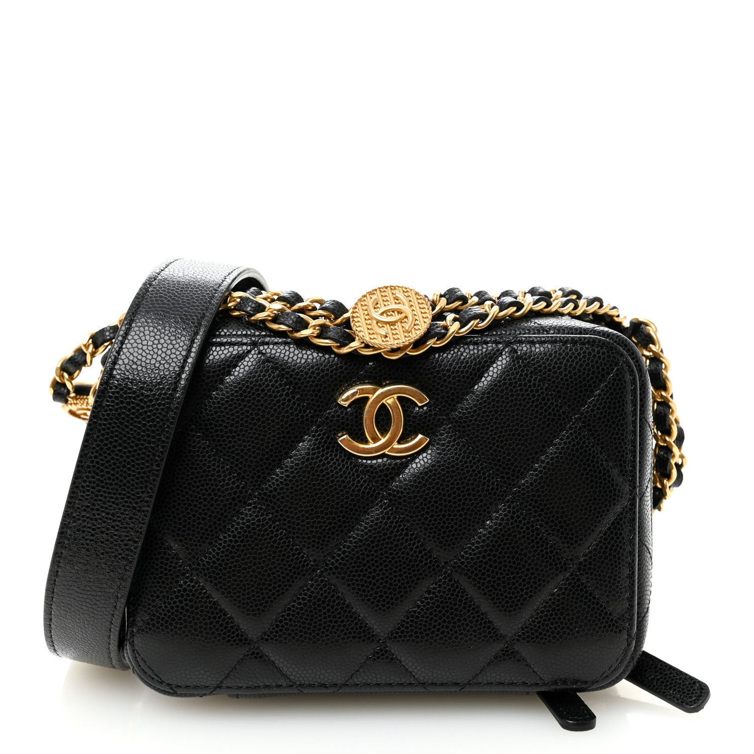 Chanel Caviar Quilted Twist Your Buttons Clutch With Chain Black 1 of 10