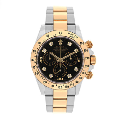 Rolex Stainless Steel 18K Yellow Gold Diamond 40mm Oyster Perpetual Cosmograph Daytona Watch Black 116523 1 of 4