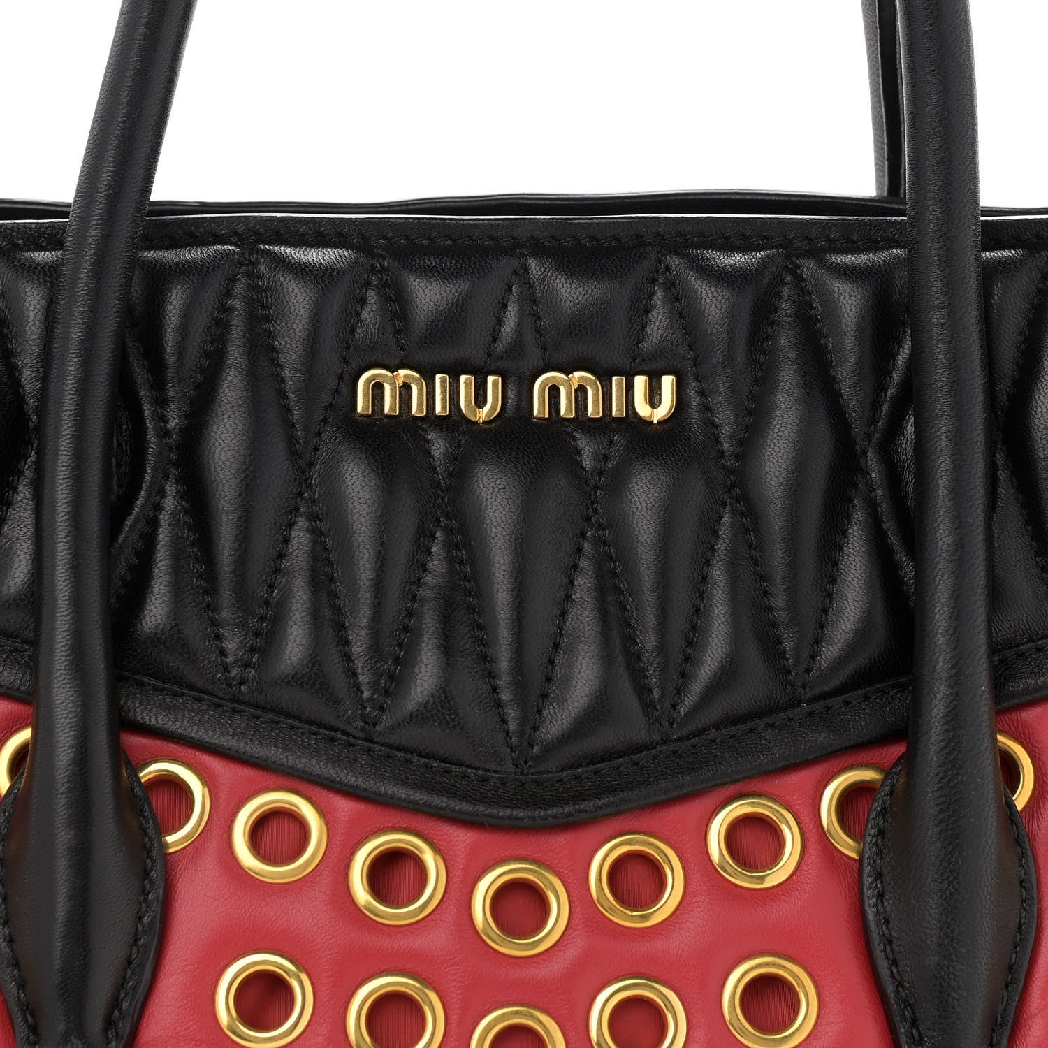 Miu Miu Nappa Matelasse Grommet Tote Rosso Black 7 of 9