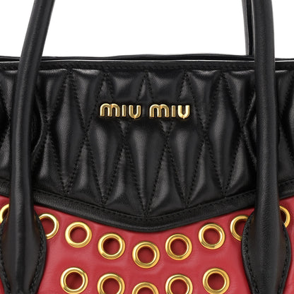 Miu Miu Nappa Matelasse Grommet Tote Rosso Black 7 of 9