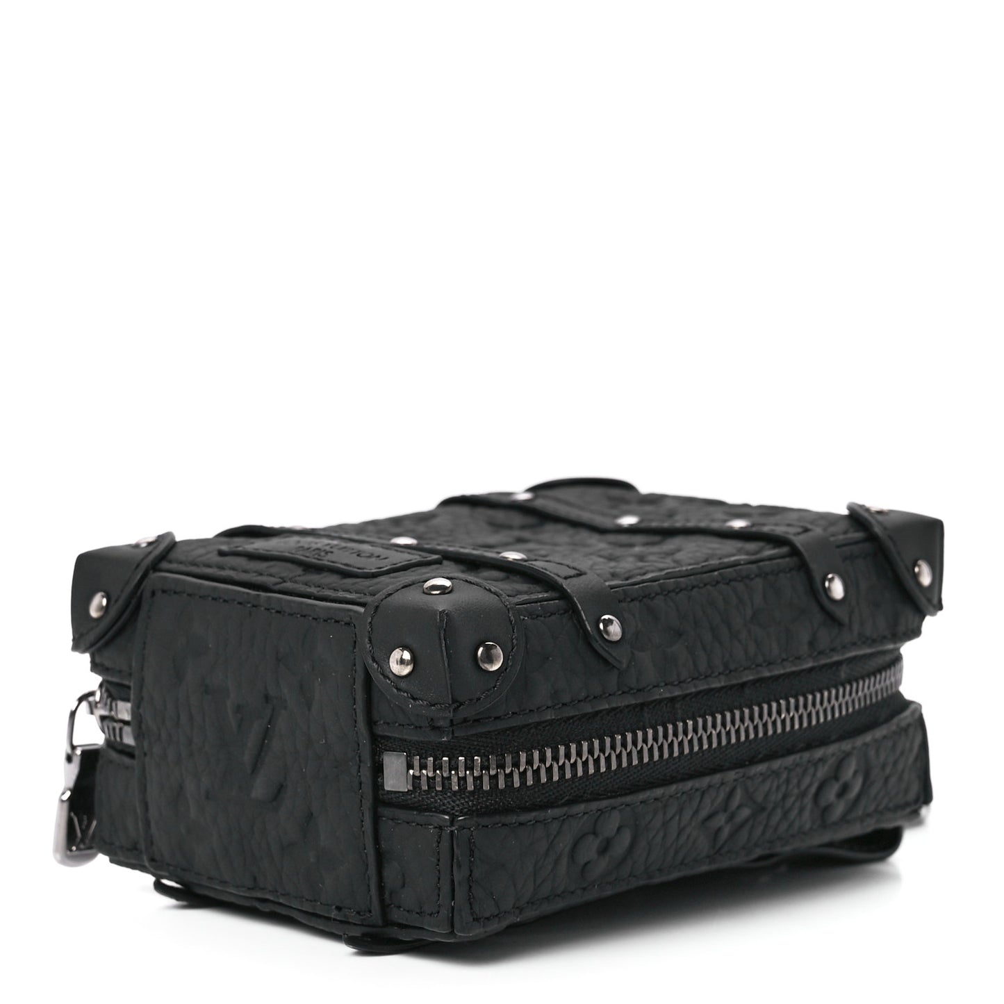 Monogram Taurillon Soft Trunk Backpack Pouch Bag Charm Key Ring Black