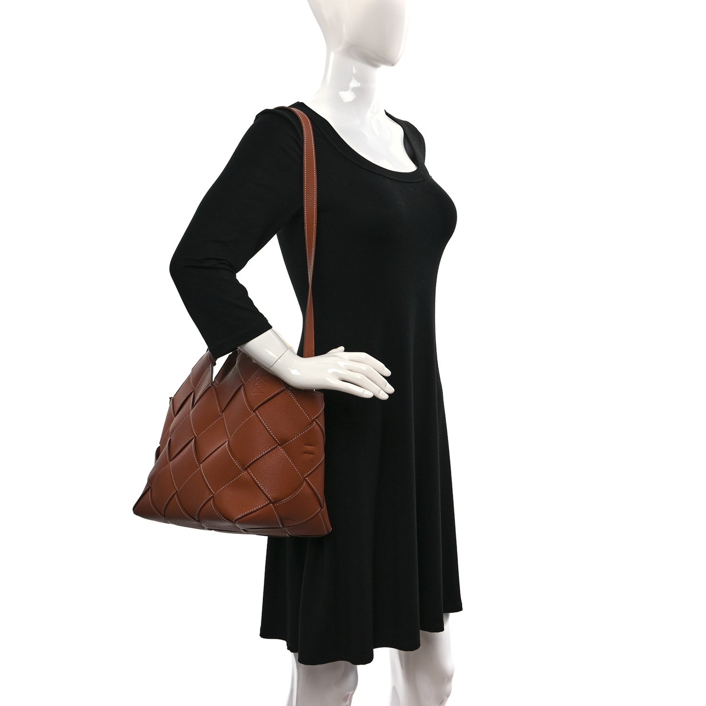 Soft Grained Calfskin Woven Basket Bag Tan