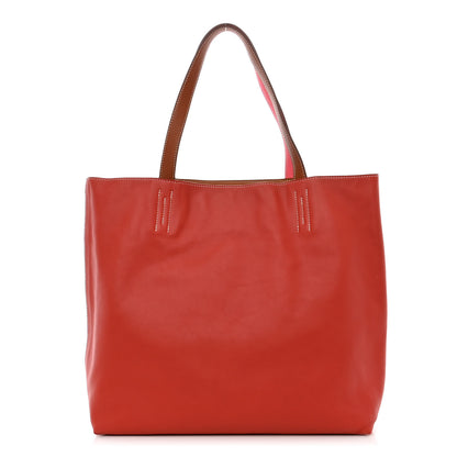 Hermes Veau Sikkim Double Sens 36 Reversible Tote Gold Rose Azalee Rouge Casaque Brique 11 of 17