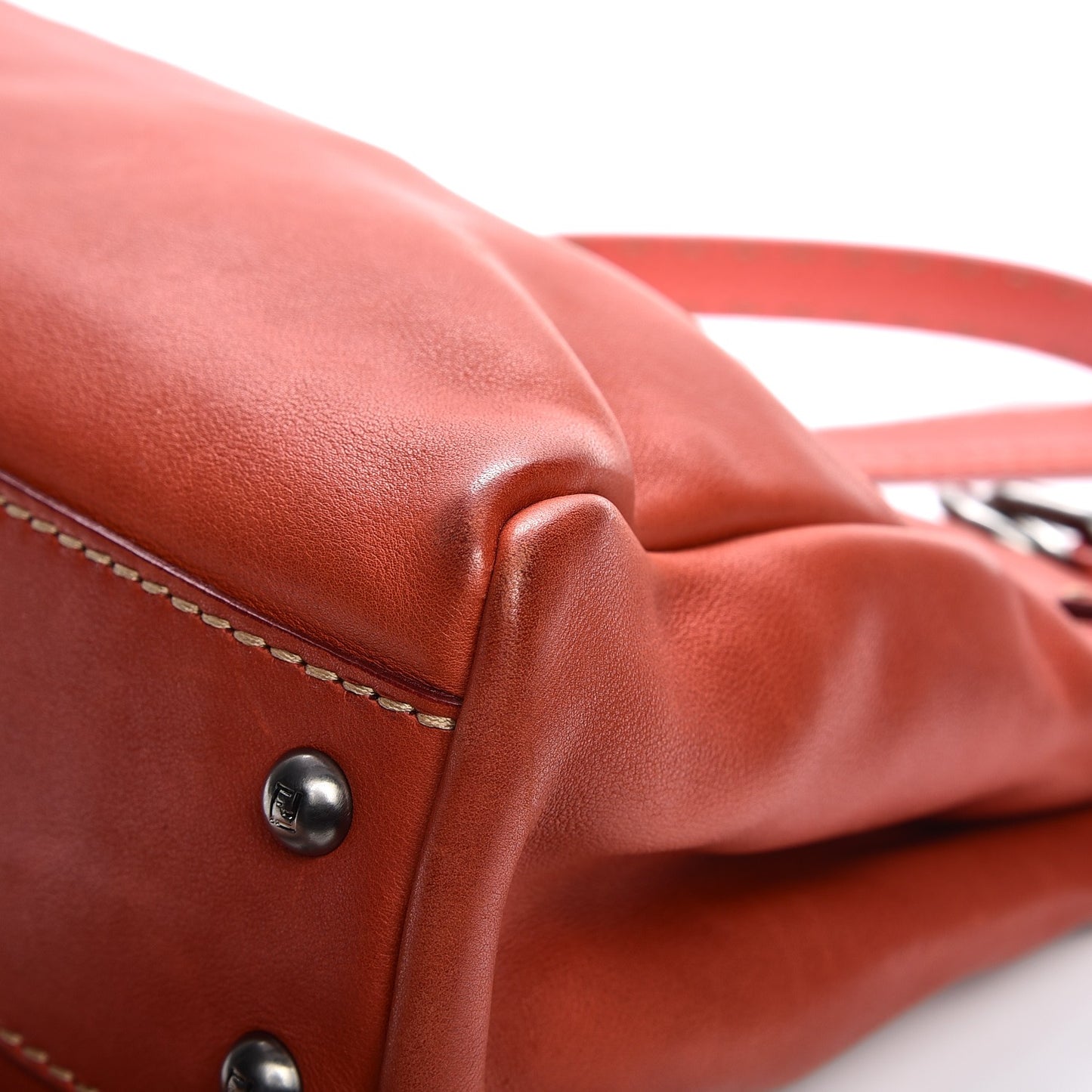 Vitello Saddle Cuoio Romano Selleria Medium Peekaboo Iconic Satchel Sienna Melon Moro