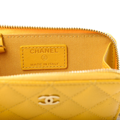 Chanel Caviar Quilted Key Holder Case Yellow 6 of 8