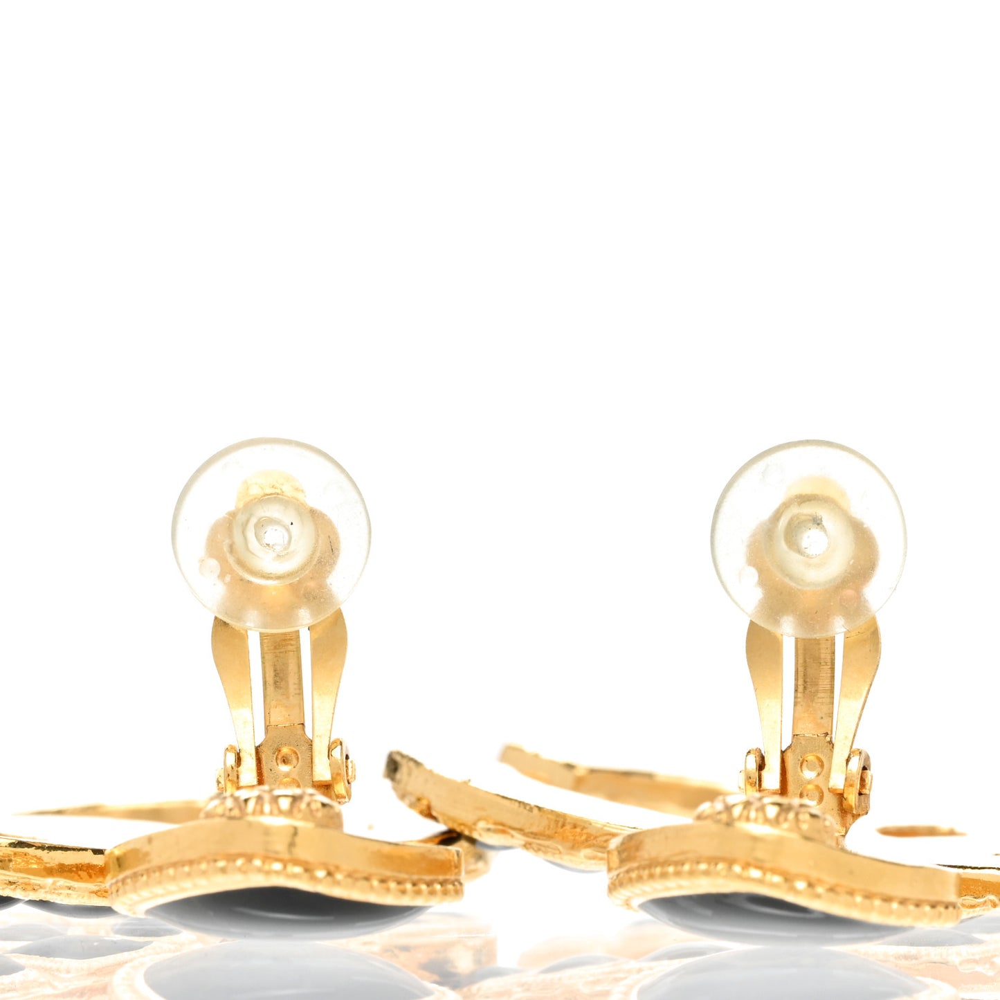 Resin Along The Nile CC Clip On Earrings Gold Black