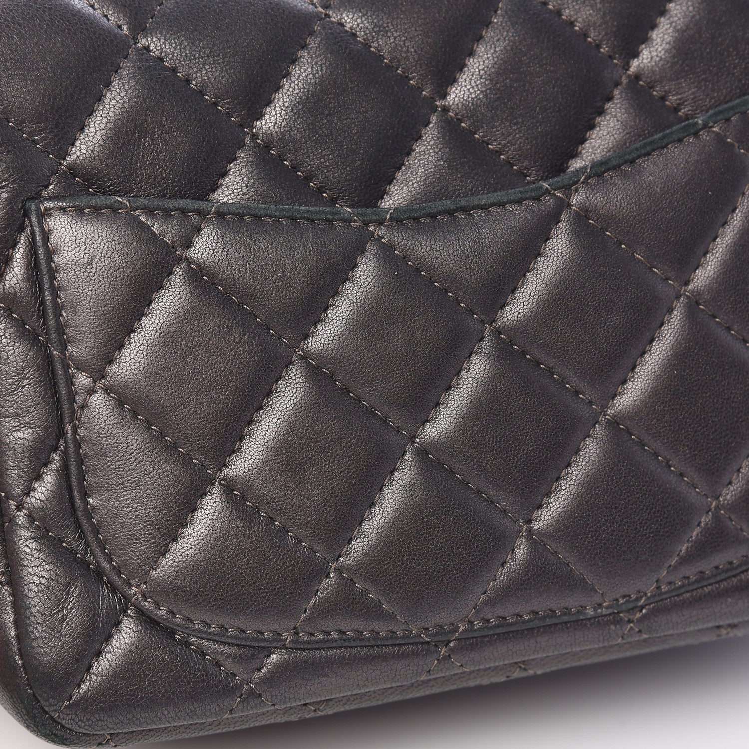 Chanel Metallic Lambskin Quilted Mini Square Flap Grey 14 of 19