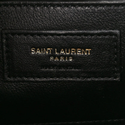 Saint Laurent Lambskin Mixed Matelasse Triquilt Small Monogram Satchel Black 7 of 12