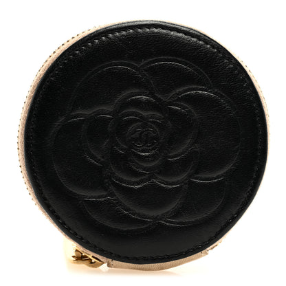 Chanel Lambskin Round Camellia CC Coin Purse Black 1 of 7