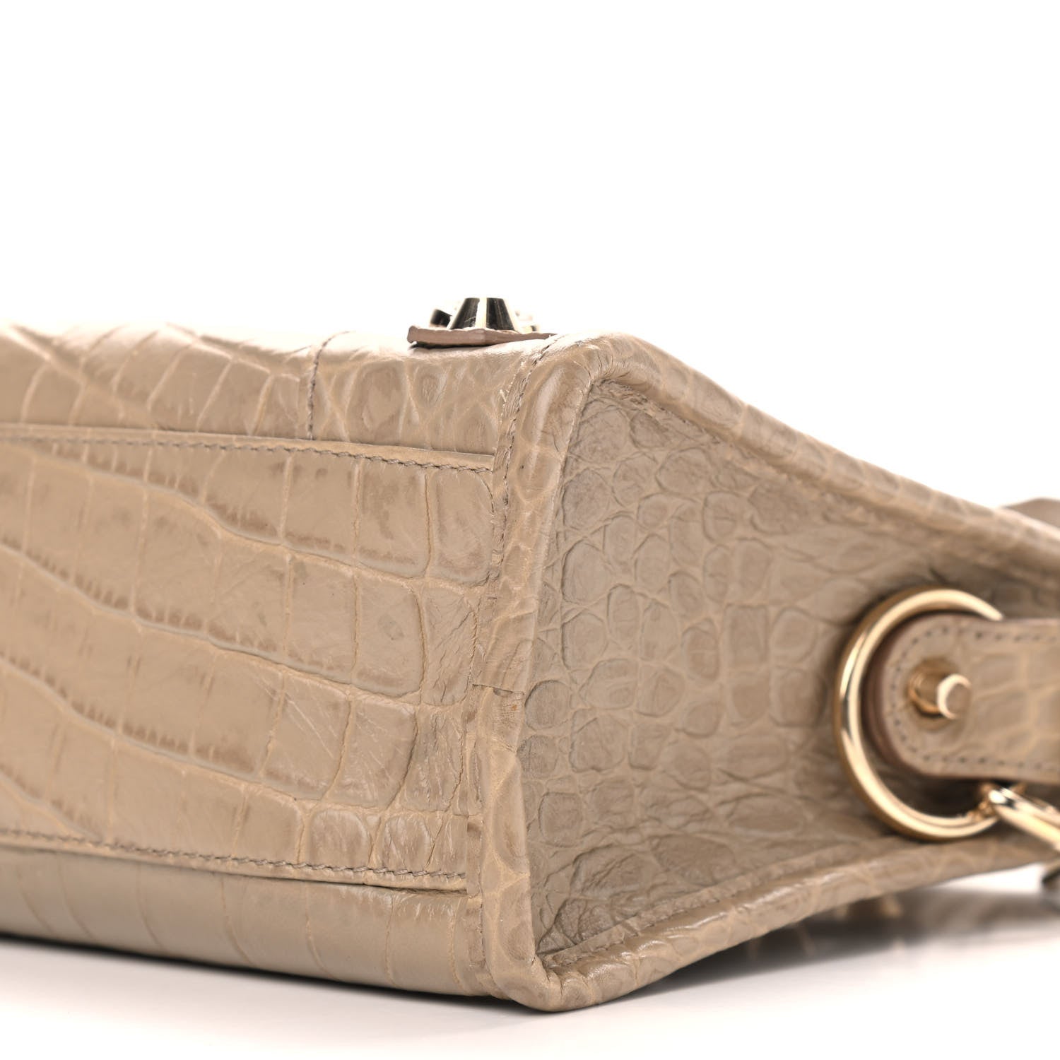 Balenciaga Calfskin Crocodile Embossed Classic Gold Hardware Mini City Beige Latte 9 of 9