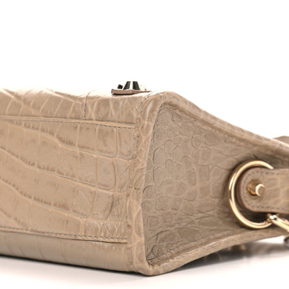 Balenciaga Calfskin Crocodile Embossed Classic Gold Hardware Mini City Beige Latte 9 of 9