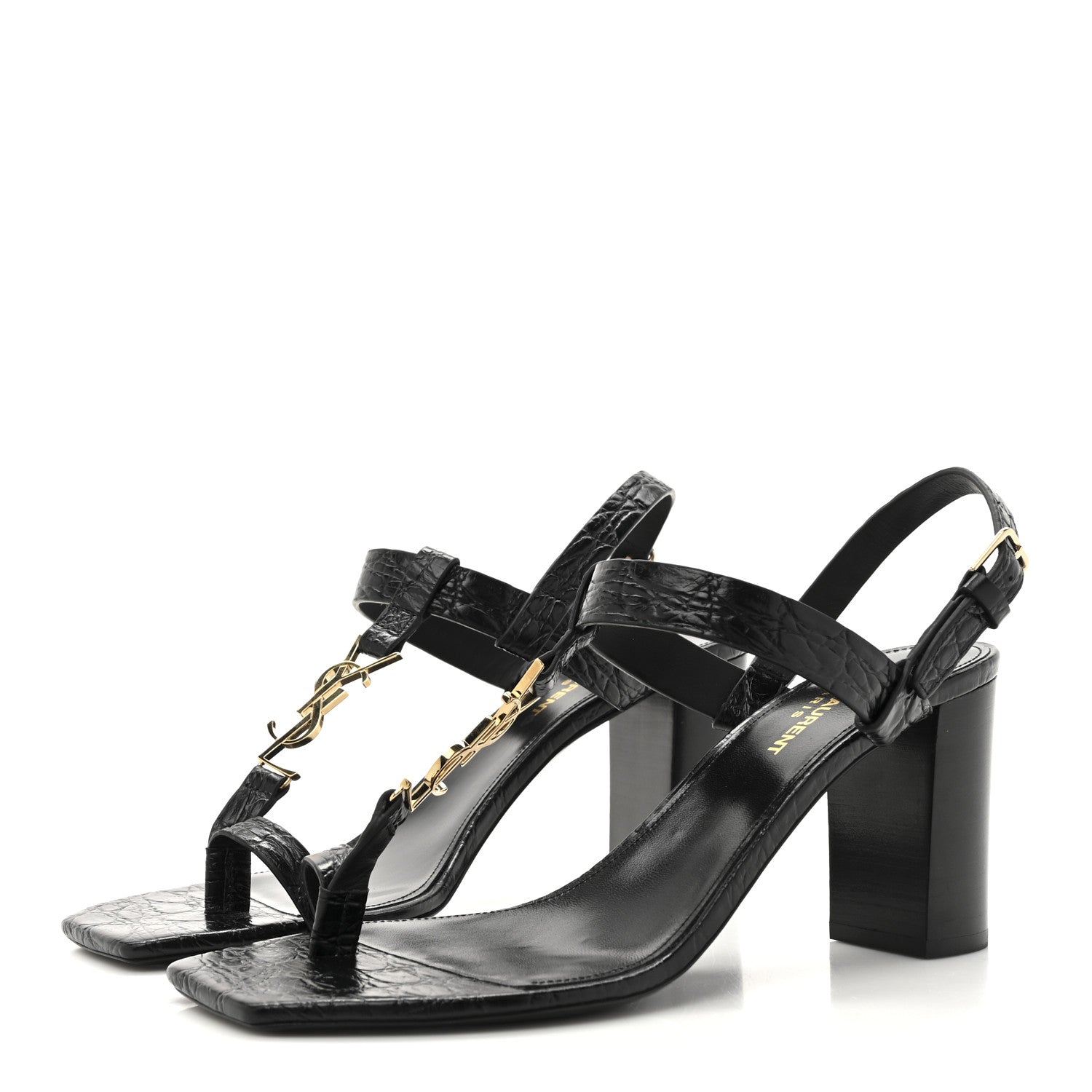 Saint Laurent Calfskin Cassandra 75 Sandals 39.5 Black 4 of 10