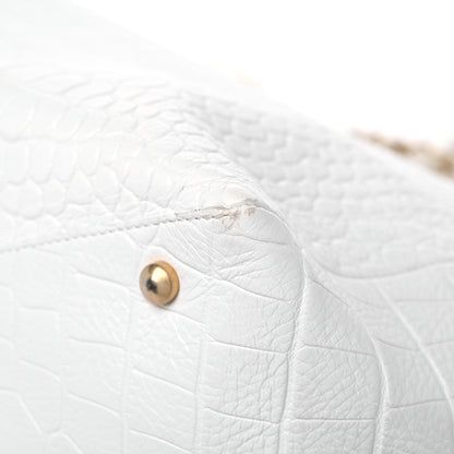 Chanel Calfskin Crocodile Embossed Cocodile Shopping Tote White 9 of 17