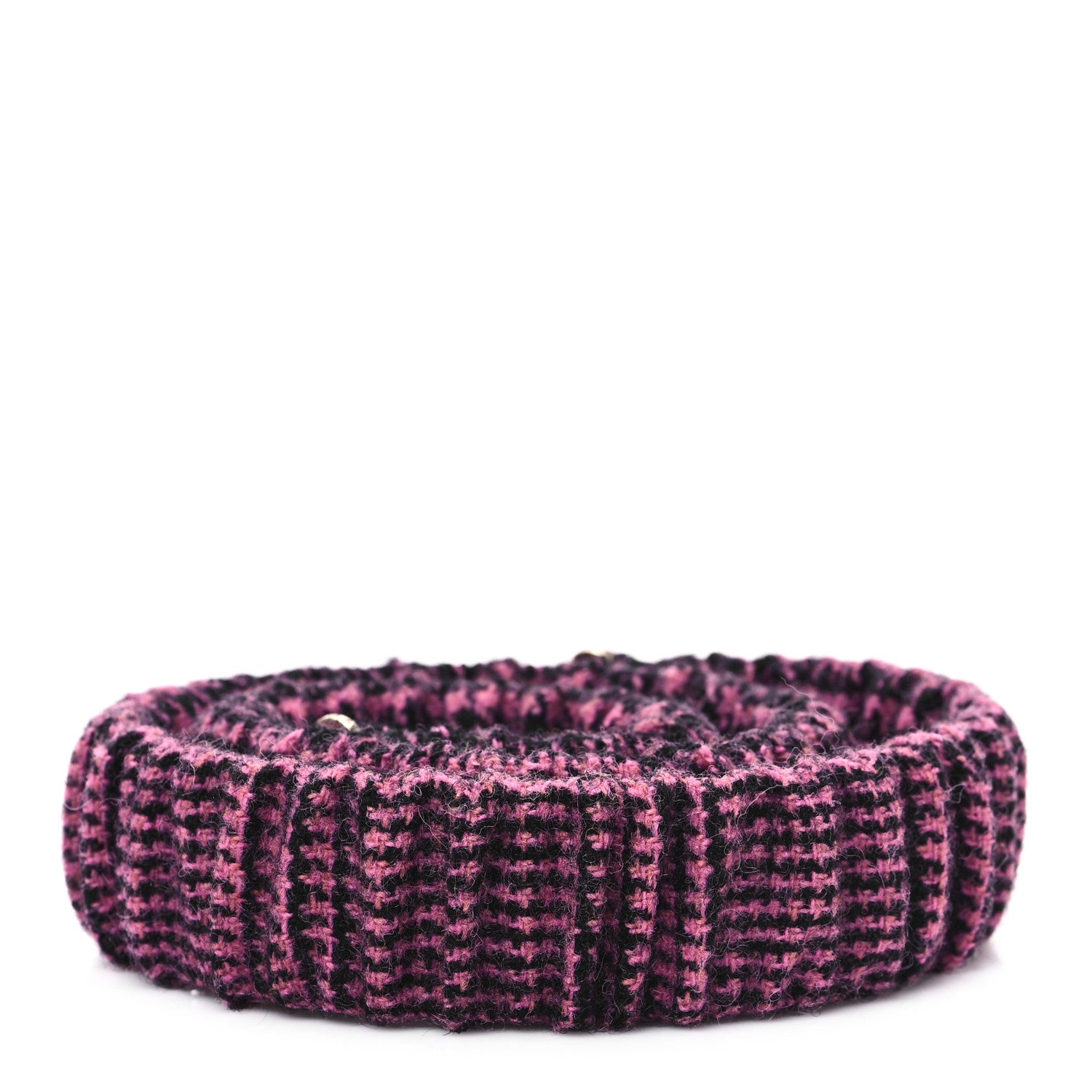 Chanel Tweed Calfskin CC Heart Belt 85 34 Black Pink 2 of 3