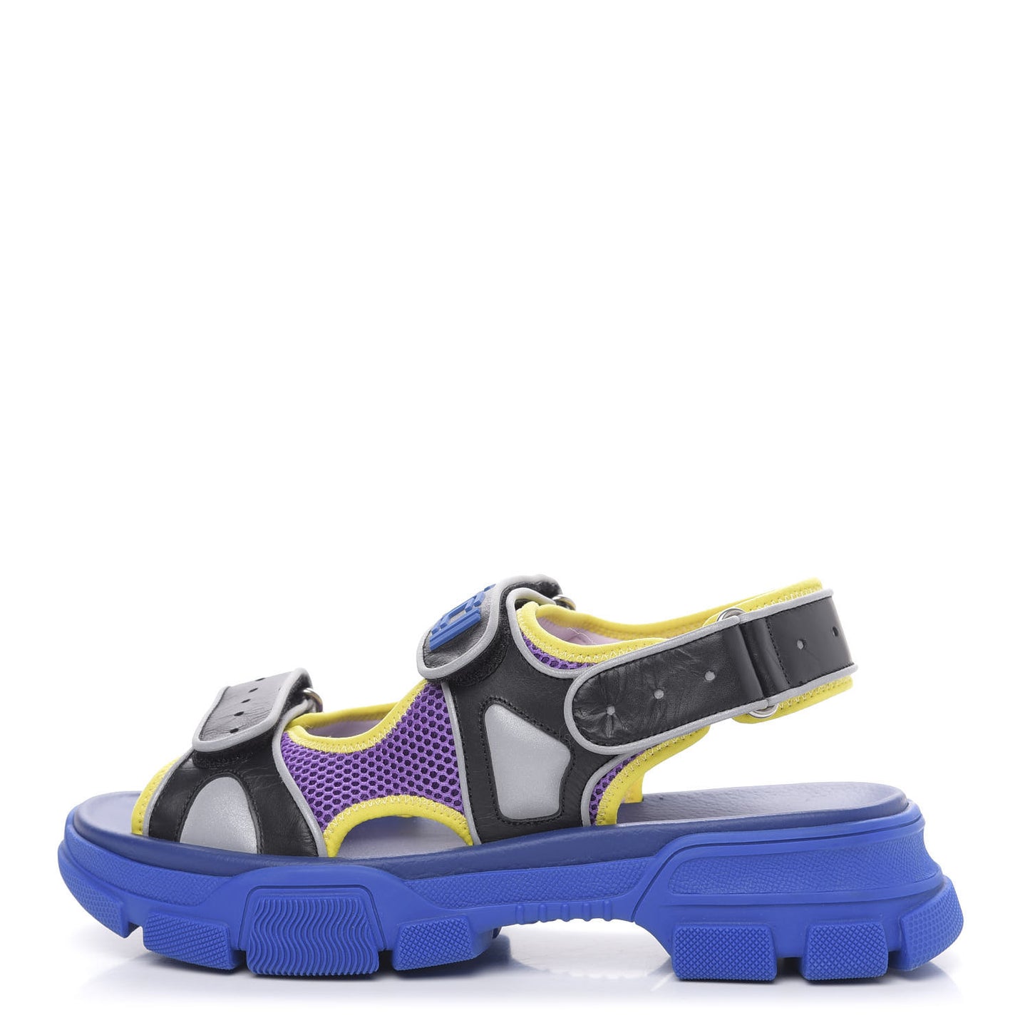 X SEGA Calfskin Mesh Mens Aguru Sandals 9 Black Blue Purple