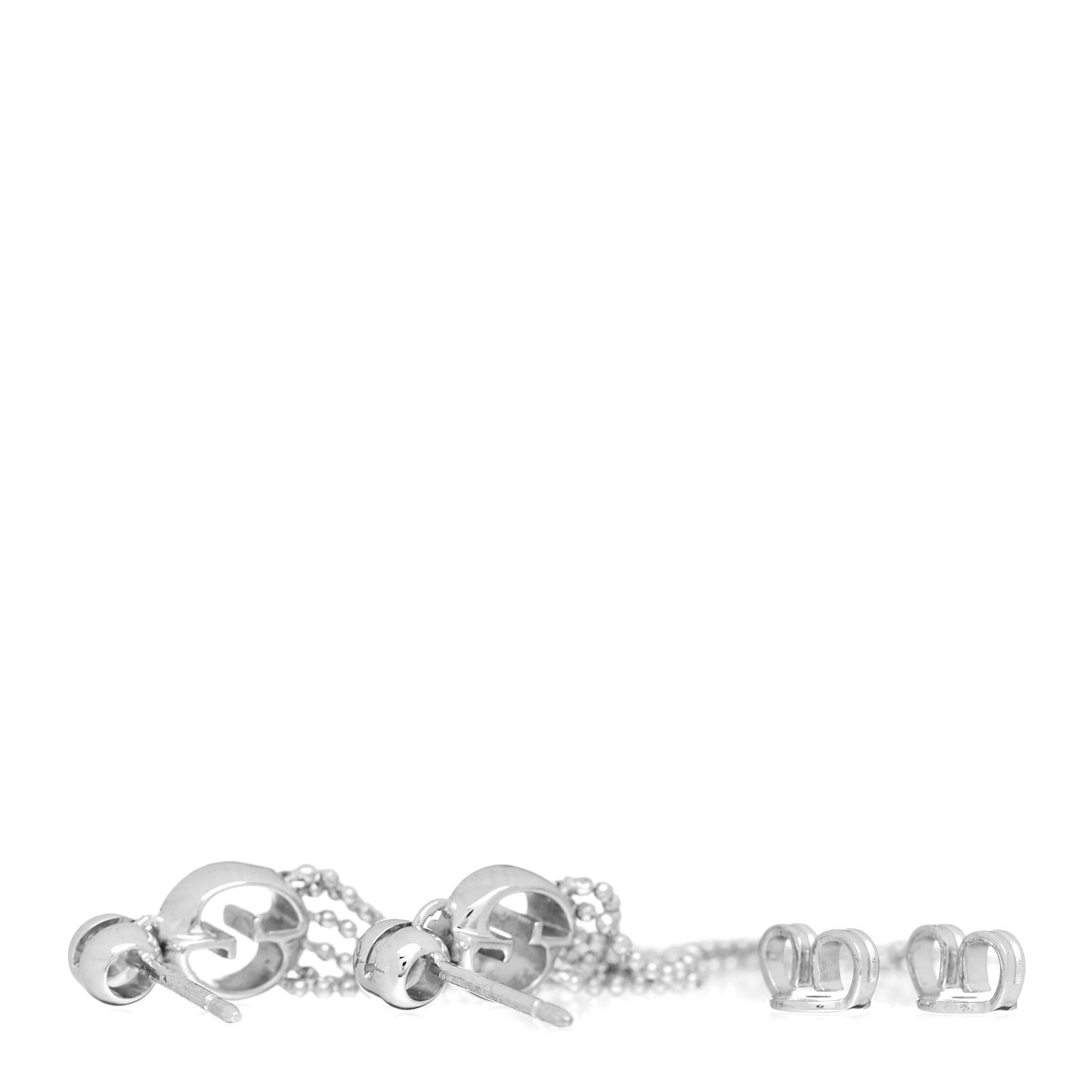 18K White Gold Diamond GG Beaded Tassel Drop Earrings