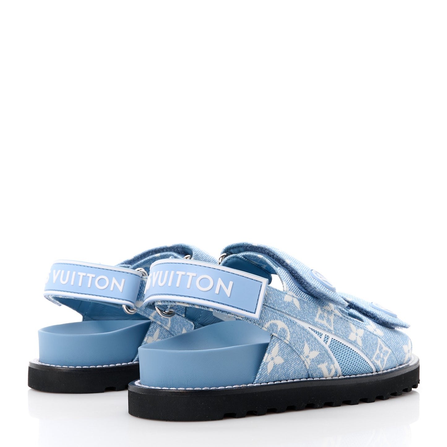 Monogram Denim Paseo Flat Comfort Sandals 35 Light Blue