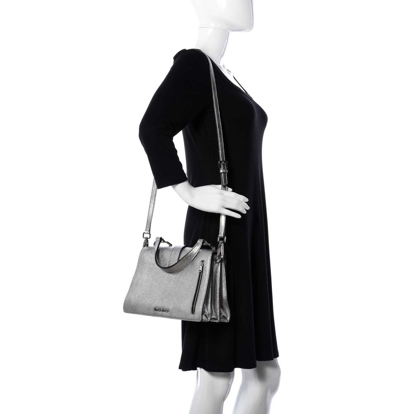 Goatskin Madras Top Handle Bag Silver