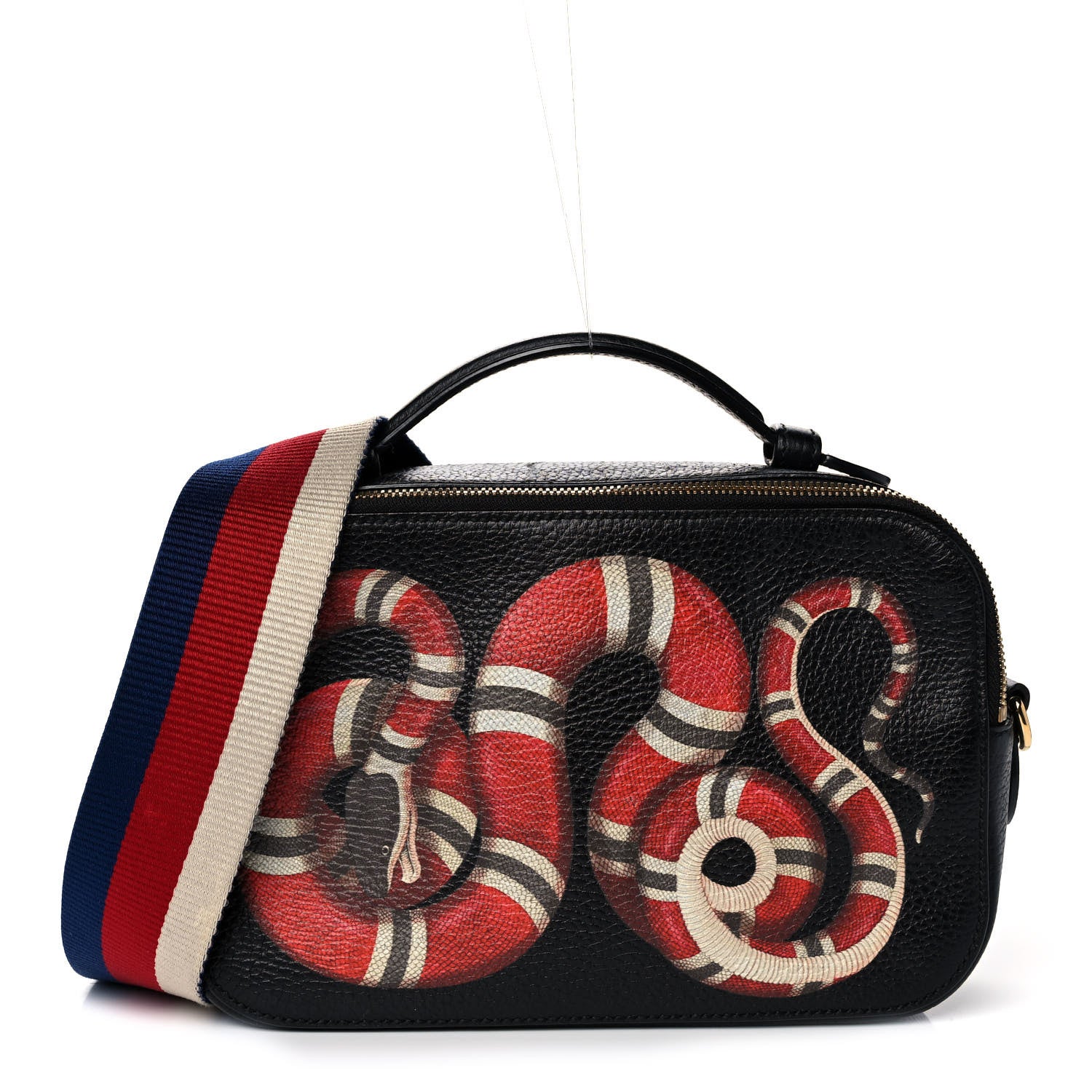 Gucci Grained Calfskin Sylvie Web Kingsnake Small Camera Bag Black Multicolor 1 of 22