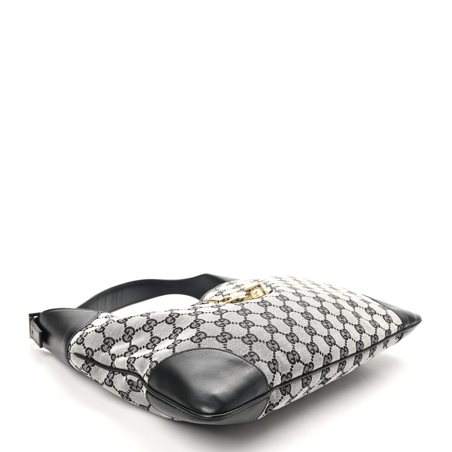 Gucci Monogram Lobster Clasp Jackie O Hobo Black 4 of 11