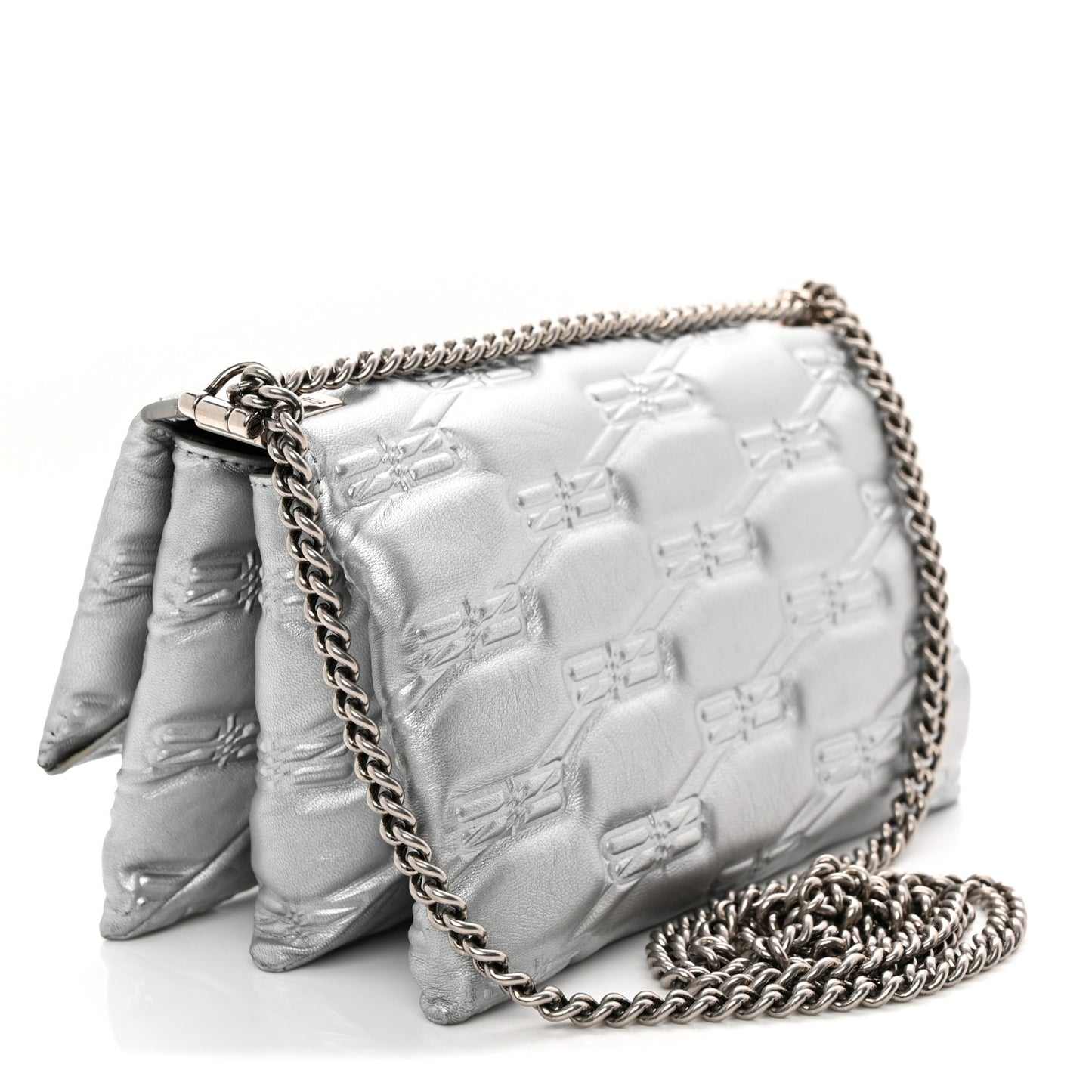 Nappa Allover License BB Monogram Embossed Small Triplet Bag Silver