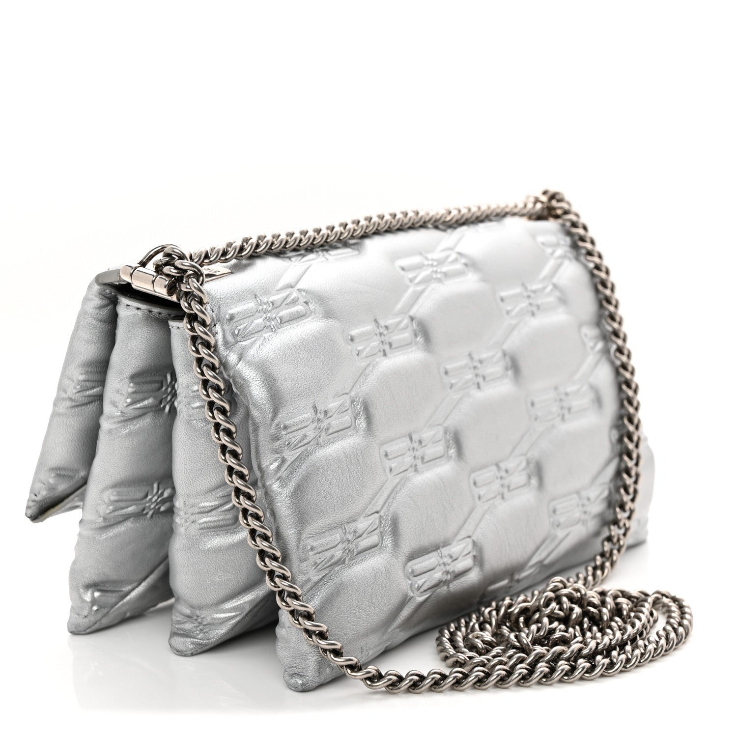 Balenciaga Nappa Allover License BB Monogram Embossed Small Triplet Bag Silver 3 of 10
