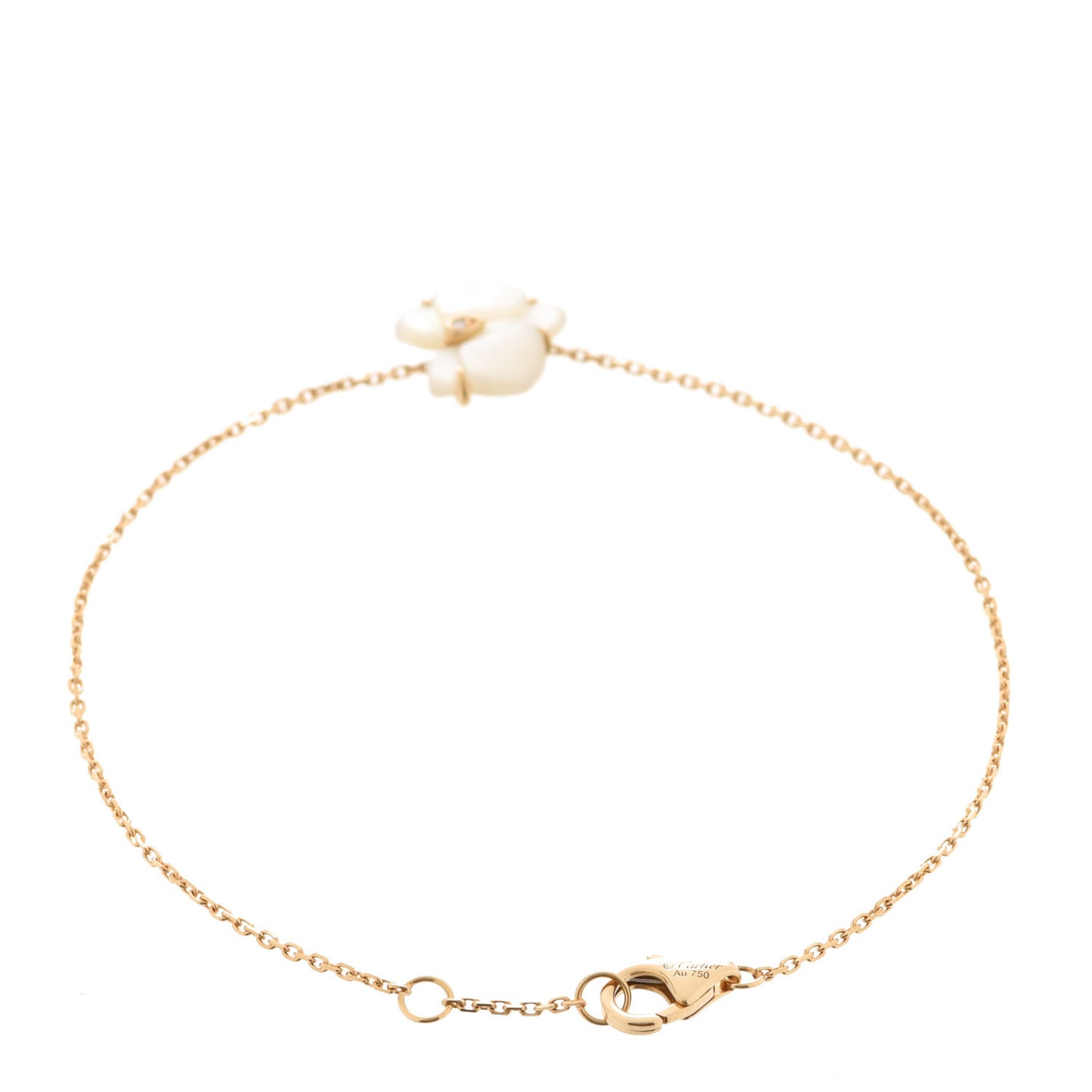 18K Yellow Gold Diamond White Mother of Pearl Caresse D'Orchidees Par Cartier Bracelet