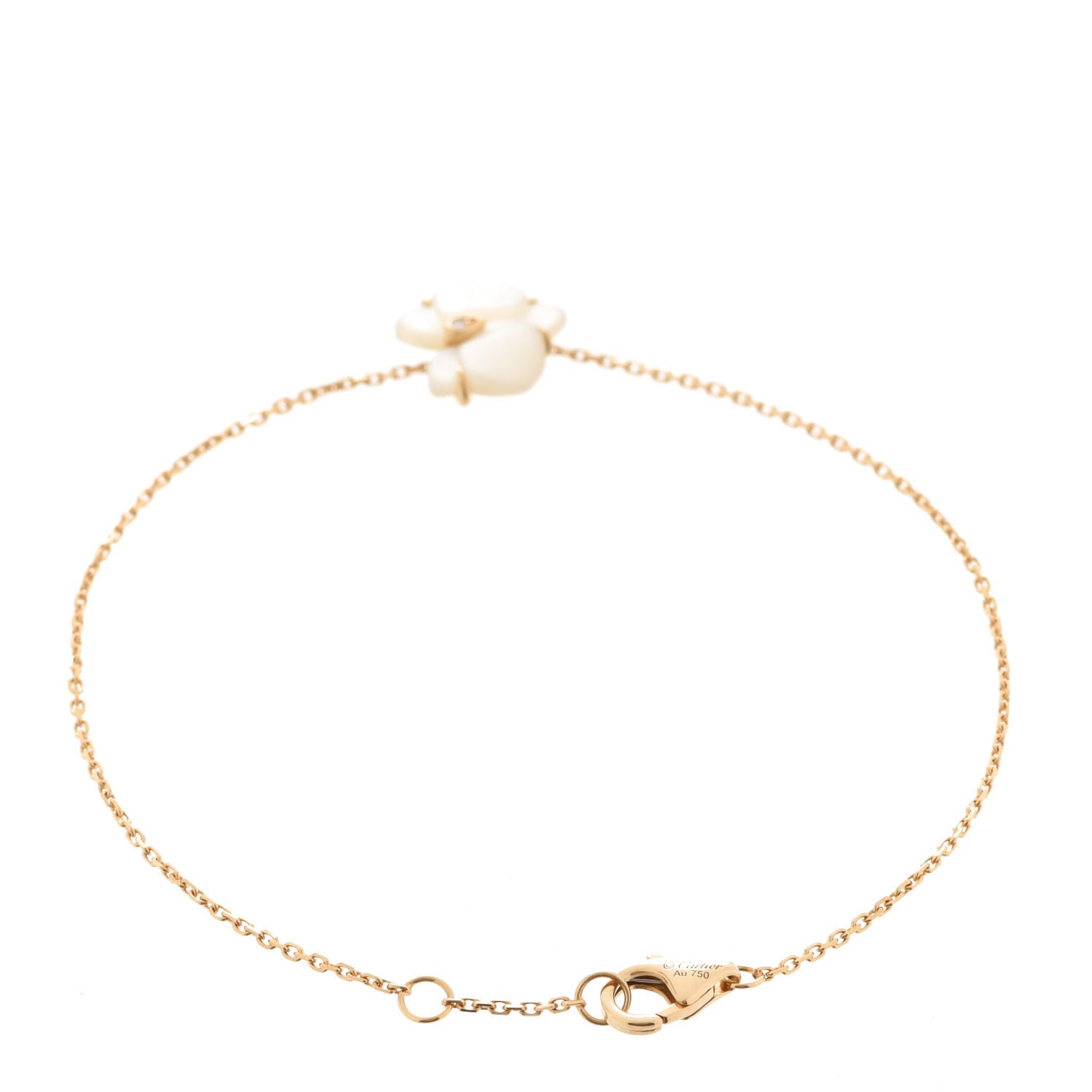 Cartier 18K Yellow Gold Diamond White Mother of Pearl Caresse D'Orchidees Par Cartier Bracelet 3 of 6