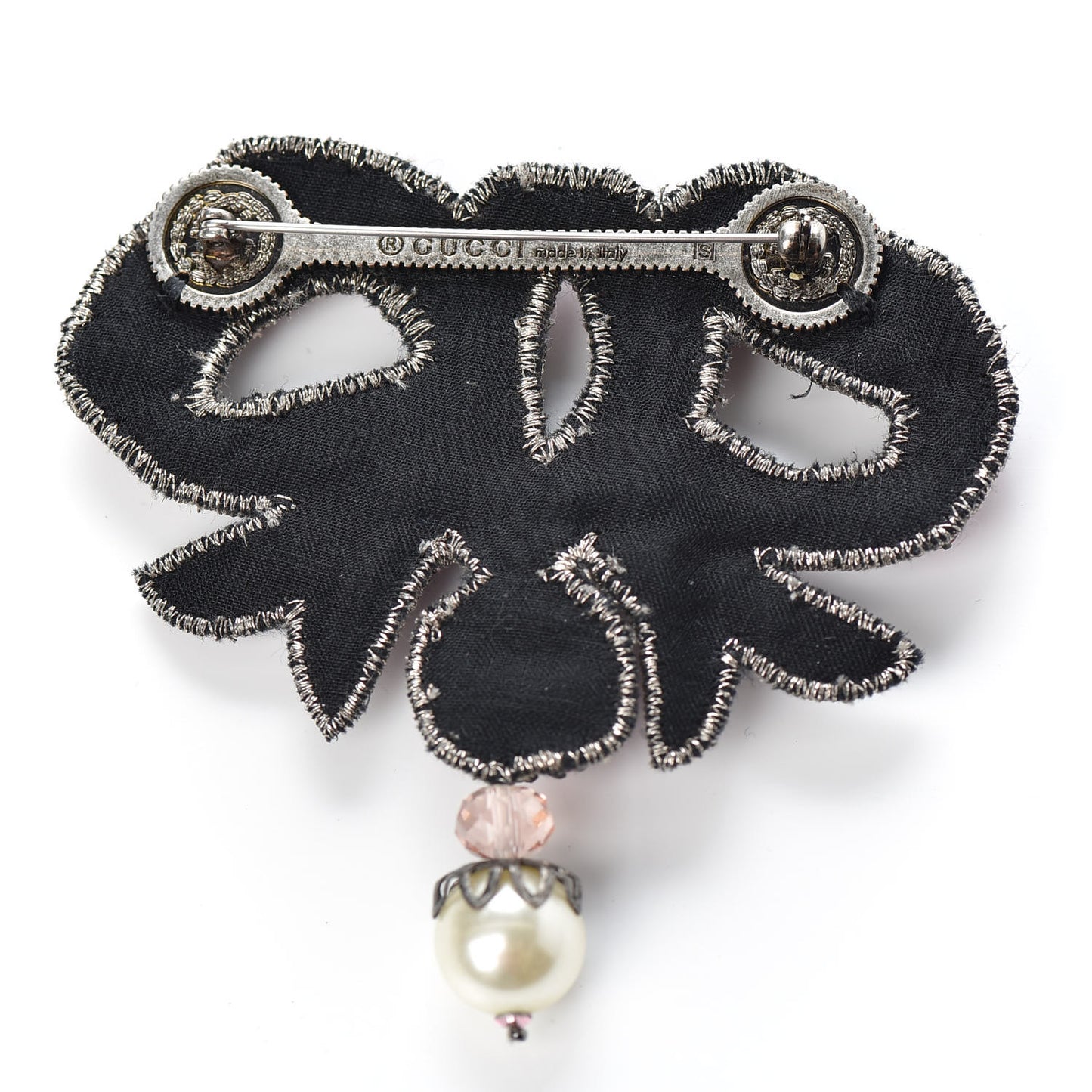 Metal Crystal Bow Brooch Pink