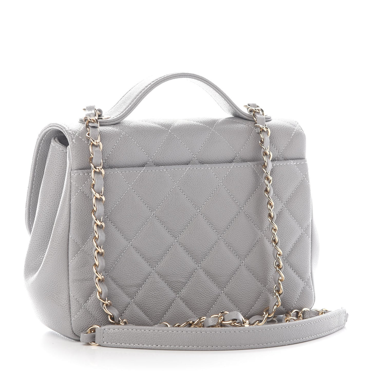 Caviar Quilted Medium Business Affinity Flap Grey